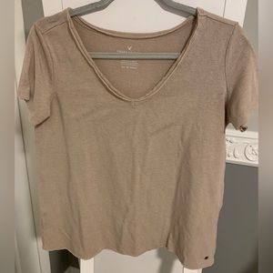 Tan short sleeve v-neck - american eagle